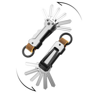 ที่เก็บกุญแจอะลูมิเนียมขนาดกะทัดรัดพร้อมคาราไบเนอร์ - จัดเก็บกุญแจได้ 1 ถึง 6 ดอกอย่างปลอดภัย พวงกุญแจพกพาสำหรับผู้ชาย EDC