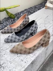 Giày Cao Gót Mũi Nhọn In Hoa Cho Nữ Gót Vuông Thoải Mái Thời Trang Xuân Thu Mary Janes Giày Slip-On