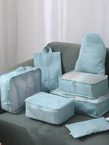 7Pcs travel organizer luggage suitcase pouch Foldable Waterproof SetTravel Thickened zip storage bag Packing Organizer storage bag