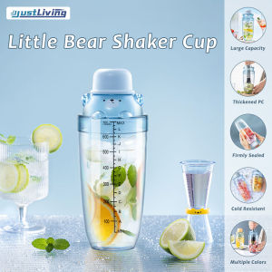JustLiving 1Pc Plastic Cocktail Shaker Drink Mixer Hand Shaker Cup with Scales Hand-made Lemon Tea Maker Tools Accessories Stainless Steel Ice Breaker Smashing Fruit Squeezer Presser Muddler