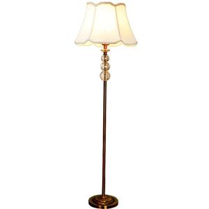 Crystal American-Style Floor Lamp Living Room Bedroom Study Vertical Table Lamp European-Style Antique Copper Fabric Cable Dimming Remote Control