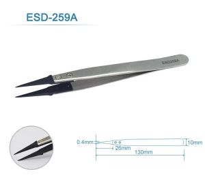 6PCS Watch Hands Installation Work Tweezers Straight Elbow Handle Stainless Antistatic Plastic Tweezers ESD-259 ESD-259A ESD-7A