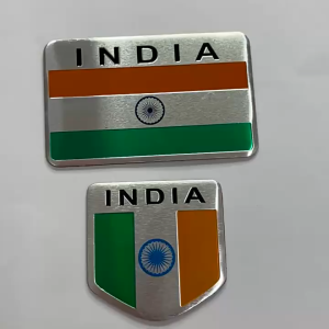Tem nhôm Logo nhôm hình lá cờ nước Ấn Độ - INDIA trang trí Ôtô xe máy laptop...