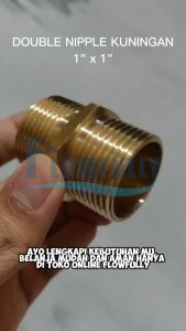 DOUBLE NIPPLE 3/8 x 1/4 INCH KUNINGAN NEPEL DOBEL DRAT LUAR