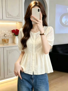 Loose Belly Cover Slimming Short Sleeve Womens Blouse