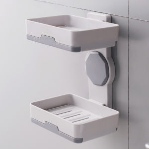 Rotate Creative Drain Double Layers Soap Holder Bathroom Wall-Mounted Non-Wet Soap Dish Punch-Free Bathroom Soap Holder Rack