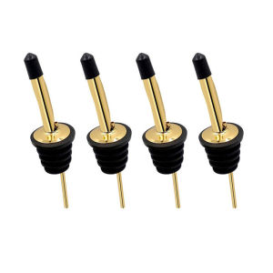 Gold Stainless Steel Wine Pourers Liquor High Quality Liquor Pour Spouts with Cap Covers Leakproof Design for Bars Clubs