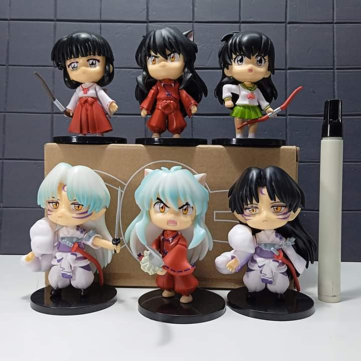 mini chibi static inuyasha kikyo sesshomaru figure tinggi sekitar
