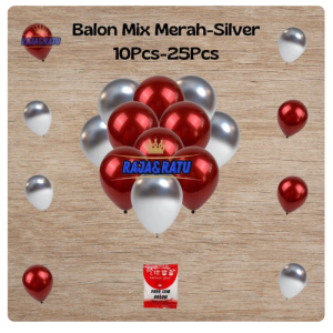 Balon Latex Metalik / Balon Karet Metalik 12inch Merah Mix Free Lem