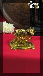 Antique Oxidized Metal Antique Kamdhenu Cow & Calf