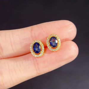 YULEM New Arrival Natural Fine Jewelry 4x6mm Oval Cut Natural sapphire Earring for Office Women Daily Wear