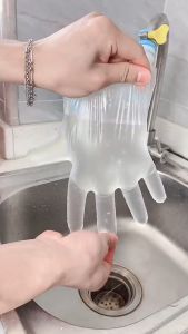 ถุงมือ TPE 100ชิ้น ถุงมือใช้แล้วทิ้ง ถุงมือพลาสติก Food Grade ไม่ขาดง่าย ทำอาหาร แบบใช้แล้วทิ้ง ถุงมือพีวีซี