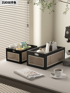 กระดานเก็บของที่โต๊ะทำจากใยไม้สำหรับเก็บแก้วกาแฟและของดื่ม เคสสำหรับเครื่องสำอางและน้ำหอม กล่องเก็บของขนาดกลางสไตล์ย้อนยุค