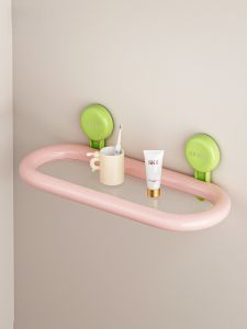 Bathroom Storage Rack Toilet Paper Towel Holder Toothbrush Bracket No Drilling Required Wall Mounted Shelf Organizer