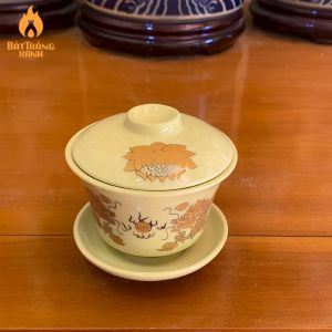 Bát Sâm (chén Sâm chén Khải) thờ Bát Tràng Bát Trà Sâm men Ngà Vàng Kim