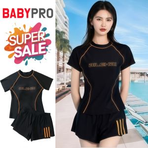 ชุดว่ายน้ำผู้หญิง ชุดว่ายน้ำเซต2ชิ้น (ขนาดก่อนยืด : รอบอก30" เอว24") Swimming Costume ชุดว่ายน้ำ ชุดว่ายน้ำเซต2ชิ้น เสื้อ+กางเกง (สินค้าพร้อมส่ง)