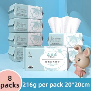 TSLIM | Thick Cotton Facial Wipes 8 Packs