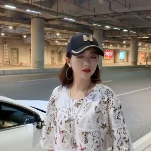Topi Baseball Korea Fashion Manik Kristal BLING2 Wanita Elegan High Qualtiy Katun Motif Baru Impor
