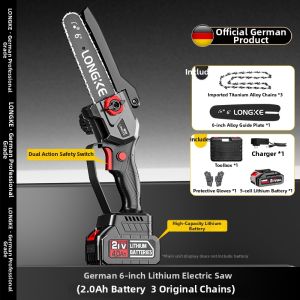 LONGKE | Small Cordless Chainsaw No-Brush Lithium Battery Powered