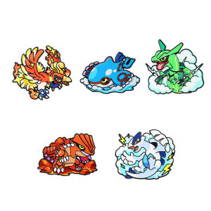 Potdemiel | 5Pcs Anime Pokemon Legendary Beasts Enamel Pin Set Ho‑Oh Lugia Rayquaza Groudon Kyogre Brooch Lapel Badge Backpack Clothing