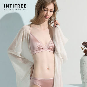 Intifree Silk Underwired Bra Silk Satin Silk Thin French Underwear Womens Small Chest Triangle Cup