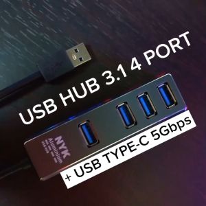 USB HUB 3.1 High Speed 4 Ports + Extra OTG Type-C Support up to 5Gbps NYK UC-01