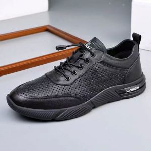 Paul Mens Sandals New Leather Surface Mesh Breathable Soft Bottom Summer Shoes Hollow out Casual Slip-On Sports Beach Shoes
