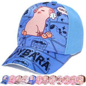 Hot Sale Childrens Cartoon Capybara Printed Cap Boys Girls Outdoor Sunshade Cute Capibara Hat Lovely Kids Baseball Cap