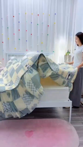 Class A Summer Cool Feeling Ice Fabric Mattress Cover Chessboard Panda Print Bed Sheet Cool Pad Mat And 2 Pcs Pillowcase