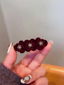 FANXU | Kẹp Tóc Hoa Đào Bằng Lụa Velvet