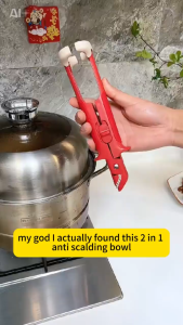 【2-in-1】Heat-Resistant Silicone Bowl & Plate Claw Gripper | Non-Slip Kitchen Utensils for Baking/Oven/Steam | Double-head Universal Anti-scalding Clip Bowl Plate Clamp