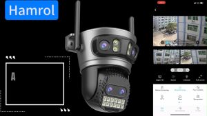 Hamrol 20MP 4 Lens 4 Screen PTZ WiFi Camera 10X Zoom 5G&2.4GHZ Human Detection Wireless CCTV O-KAM App