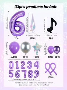 33pc Kpop Music-Themed Birthday balloon Pillar Set Suitable for K-Pop Music-Themed Birthday Party Decorations and Disco-Themed