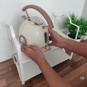 ❣️SPACEIDEAS❣️ Pure White Carbon Steel Coffee Machine Stand Coffee Machine Holder Perfume Stand Perfume Holder Kitchen Rack Kitchen Shelf Mini Oven Stand Oven Holder Oven Rack Makeup Rack Desktop Rack Under Sink Rack Cabinet Tiered Shelves