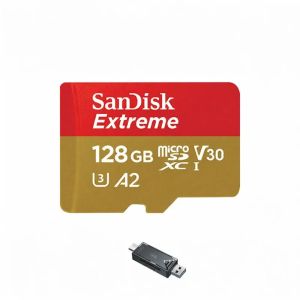 SanDisk Extreme 128GB microSDXC U3 V30 A2 SD Card for DJI Pocket 3 Insta360 Action Cameras High Speed Memory Card Reliable Performance Durable Design