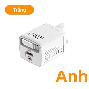 Bộ Sạc Nhanh USB Type C 65W Với Cáp Rút Gọn Bộ Chuyển Đổi Du Lịch Đa Năng PD Cho iPhone 15/16 Samsung - Bộ Sạc Điện Thoại Di Động
