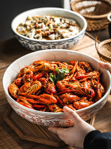 Extra Large Ceramic Plate for Lobster Commercial Use Boiled Meat Slices Sour Cabbage Fish Special Large round Dish Kitchen Tools