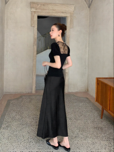 XXNING | French Style High Waist Slim A-line Flare Skirt