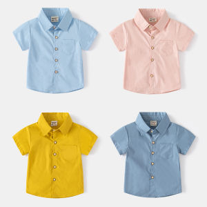 Rolanko 2-7 Years Short Sleeve Tshirt for Kids Boys Casual Shirt Formal Wedding Birthday Party Wear Solid Bottoming T-Shirt Summer Daily Wear