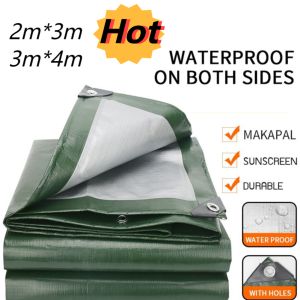 Large Tarpaulin Waterproof Heavy Duty Tarp Rain Cover 2*3m 3*4m Reinforced Multipurpose Outdoor Garden Backyard Awning Canopy