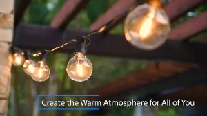 Fun Frog ไฟแต่งสวน G40 ไฟวินเทจ ไฟปิงปอง ไฟตกแต่งสวน ไฟปีใหม่ IP44 ไฟกลางแจ้งกันน้ำ 3/7.6/9/15/30M +หลอดไฟสำรอง ทนแดด ทนฝน