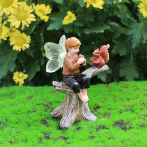 A flower fairy and squirrel resin handicraft courtyard garden decoration ornament home decoration small ornament