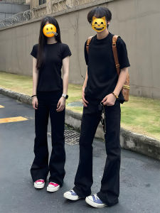 American High Street Knife Edge Jeans Men Summer Fashion Set Slim Leg Lengthening Straight Leg Micro Flare Pants