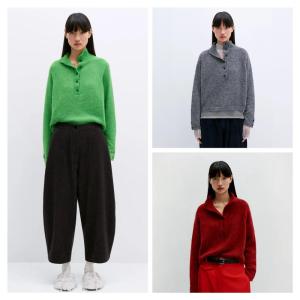 Basic Style Single-Button Pure Color Knitted Sweater Simple Design Autumn Essential Piece Straight Cut Commute Friendly