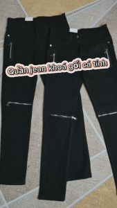 Quần bò Jean nam dài ĐEN khóa gối cá tính phong cách 2024 chất jean co giãn tốt chuẩn form bền đẹp giá tốt