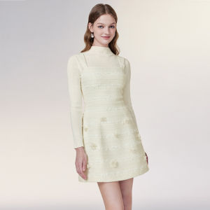 TAMMY TANGS | Sugar Power Celebrity Same Style Bouclé Weave Mini Dress Womens Waist Cinching Strapless Gown City Commute Workwear