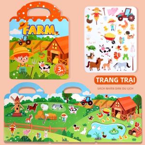 Sách Dán Hình Nhiều Chủ Đề Cho Trẻ Em Có Thể Tái Sử Dụng Hoạt Hình Yên Tĩnh Bận Rộn Tự Làm Đồ Chơi Dán Hình Montessori Dành Cho Trẻ Em Từ 14 Tuổi Trở Lên