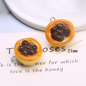 Handmade Resin Simulation 3D Canister Egg Tart Painting Board Ear Ring Zipper Buckle Small Pendant DIY Jewelry Accessories