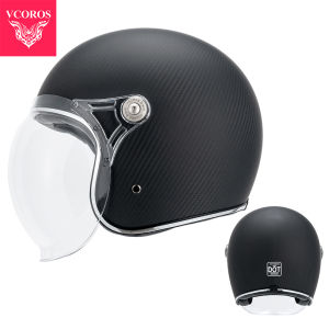 Vcoros | Vintage Lightweight Carbon Fiber Motorcycle Helmet Three-quarters