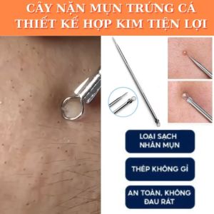 [ CHÍNH HÃNG] Cây nặn mụn đầu đen 2 đầu chuyên nghiệp loại bỏ mụn trứng cá cây nặn mụn thép không gỉ